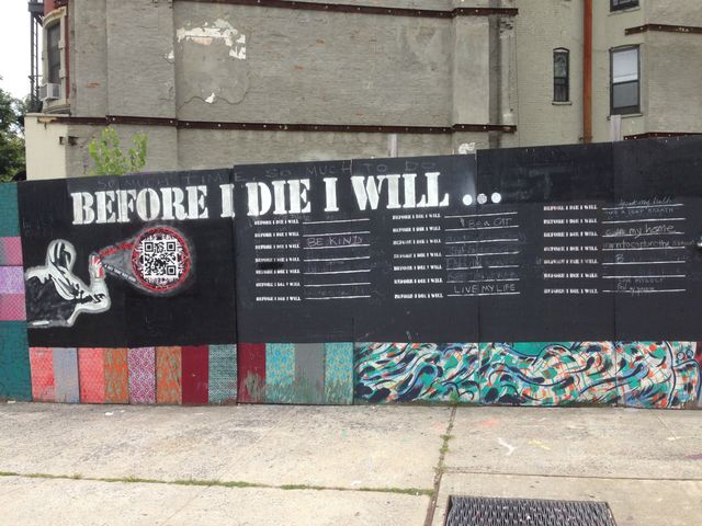 Amazing Graffiti in Brooklyn. everyone was invited to take the chalk and write down what They want to do ….